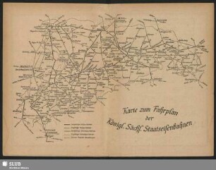Karte zum Fahrplan der Königl. Sächs. Staatseisenbahnen