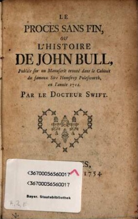 Le Proces Sans Fin, Ou L'Histoire De John Bull