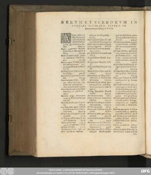 Rerum Et Vocabulorum In Corpore Doctrinae Veteris Testamenti memorabilium, Index.