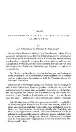 I. Der monumentale Sinn der italienischen Architektur