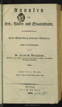 2.R.12.1835+Index: Annalen der Erd-, Völker- und Staatenkunde