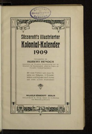 1909: Süsserott's illustrierter Kolonial-Kalender