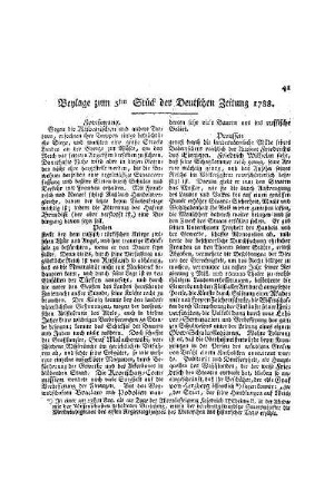 Beylage zum 5ten Stück der Deutschen Zeitung 1788