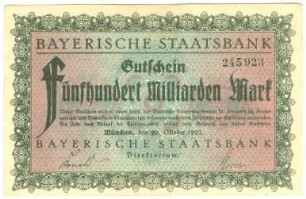 Geldschein / Notgeld, 500 Milliarden Mark, 20.10.1923