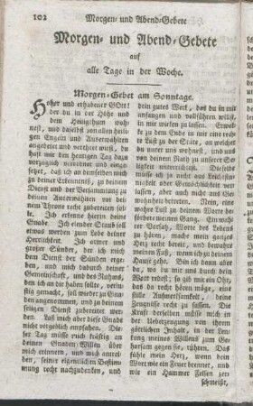 Morgen-Gebet am Sonntage.