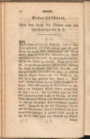 Erster Abschnitt. Von dem Reich des Meßias nach den Weissagungen des A.T.