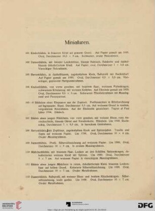 Miniaturen (Nr. 101-251)