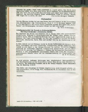 Arbeitsgemeinschaft für Floristik in Schleswig-Holstein, Kiel Hegewischstraße 3, Botanisches Institut. [...]