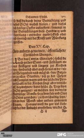 Das XV. Cap. Von andern gemeinen, öffentlichen, Christlichen Ubungen.