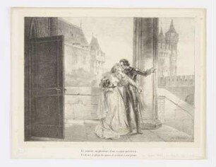 Aillys Abschied von seiner Frau, aus: Voltaire, "La Henriade", Paris 1825