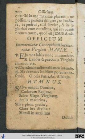 Officium Immaculatae Conceptionis intemeratae Virginis Mariae.