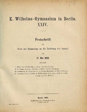 Jahresbericht : über das Schuljahr Ostern .... 1883/84