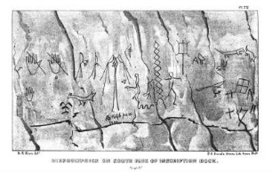 Hieroglyphics on south face of Inscription Rock
