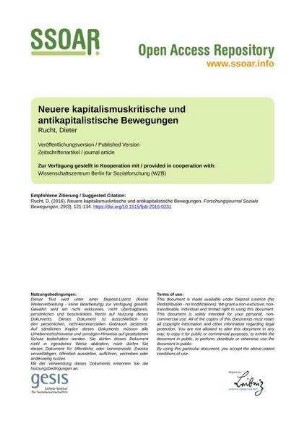Neuere kapitalismuskritische und antikapitalistische Bewegungen