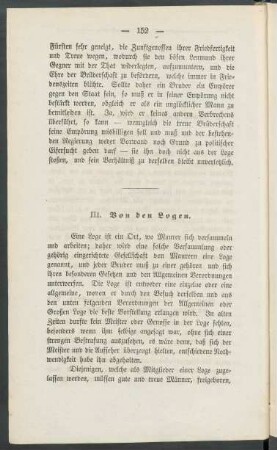 III. Von den Logen.