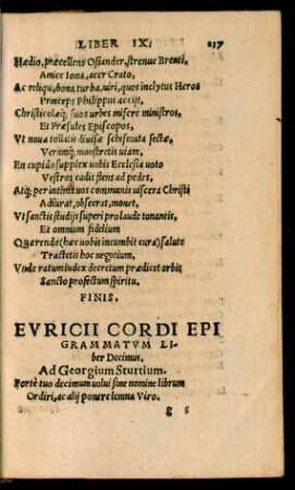 Euricii Cordi Epigrammatum Liber Decimus.