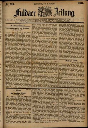 Ausgabe vom Samstag, den 04. Oktober 1884.