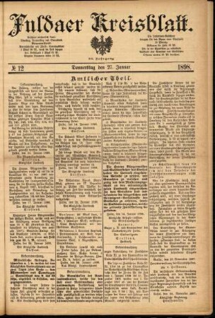 Erste Ausgabe vom Donnerstag, den 27. Januar 1898.