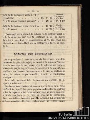 Analyse des betteraves