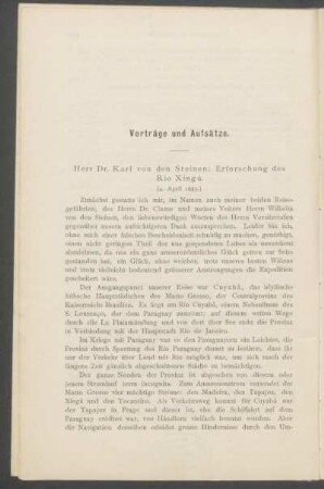 Erforschung des Rio Xingú. : (4. April 1885.)