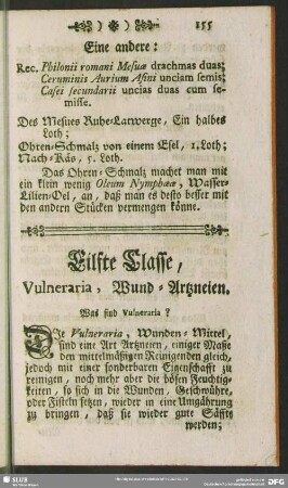 Eilfte Classe, Vulneraria, Wund-Artzneien