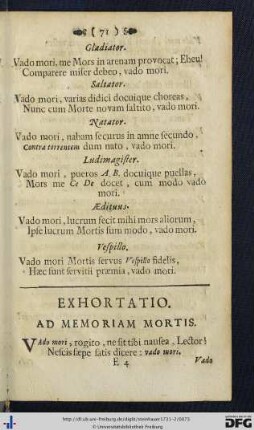 Exhortatio Ad Memoriam Mortis.
