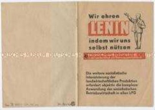 Sonderdruck zur Anleitung von Propagandisten auf dem Gebiet der Landwirtschaft anlässlich des 100. Geburtstages von Lenin