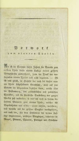 Vorwort zum vierten Theile