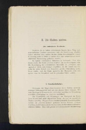 B. Die Cholera nostras.