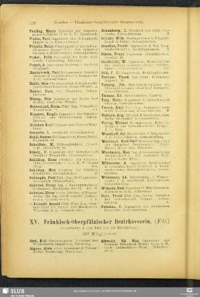 XV. Fränkisch-Oberpfälzischer Bezirksverein.