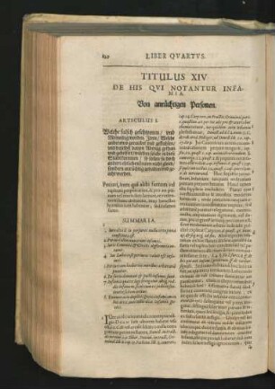 Titulus XIV. De His Qui Notantur Infamia. Von anrüchtigen Personen.