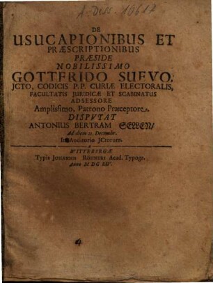 De Usucapionibus Et Praescriptionibus