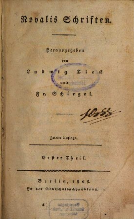 Novalis Schriften, 1 (1805)