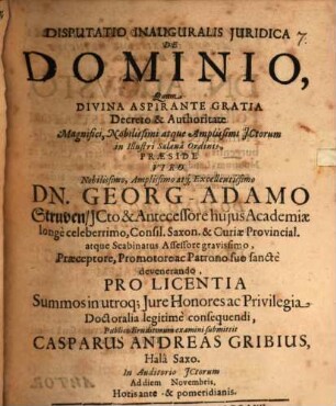 Diss. inaug. iur. de dominio