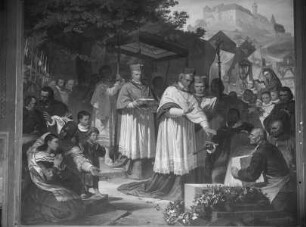 "Vaterländische Geschichtsgalerie": Bischof Julius Echter stiftet das Juliushospital in Würzburg im Jahre 1576