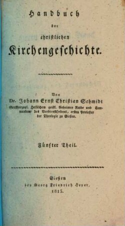 Handbuch der christlichen Kirchengeschichte, 5