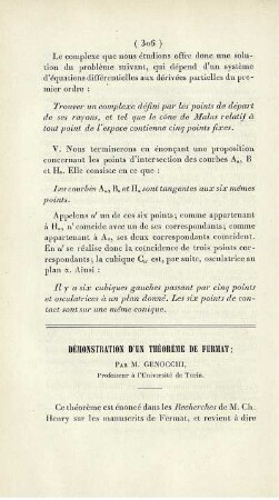 Démonstration d´un théorème de fermant.
