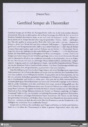 Gottfried Semper als Theoretiker