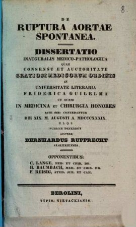 De ruptura aortae spontanea : diss. inaug. med. path.