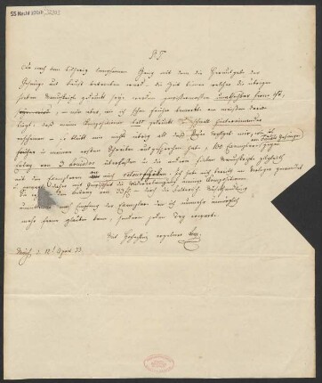 Brief an B. Schott's Söhne : 11.04.1833