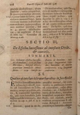Sectio III. De Effectu Successionis ab intestato Civilis, & contrariis.