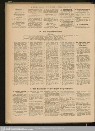 V. Die Ausschüsse der städtischen Körperschaften