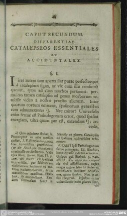 Caput Secundum. Differentiae Catalepseos Essentiales Et Accidentales