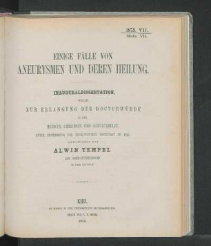 Einige Fälle Von Aneurysmen Und Deren Heilung.