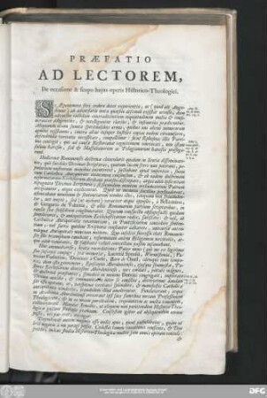 Praefatio Ad Lectorem, De occasione & scopo huius operis Historico-Theologico.
