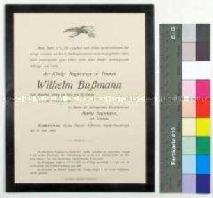 Todesanzeige für Wilhelm Bußmann, Bruder von Antonia Köchling