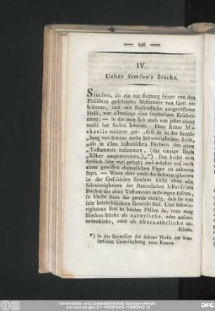 IV. Ueber Simson's Stärke.