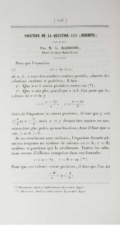 Solution de la question 421 (Hermite).