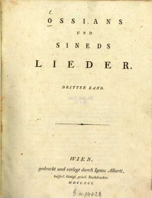 Ossians Und Sineds Lieder, 3