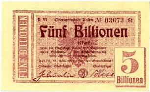 Geldschein / Notgeld, 5 Billionen Mark, 15.11.1923
